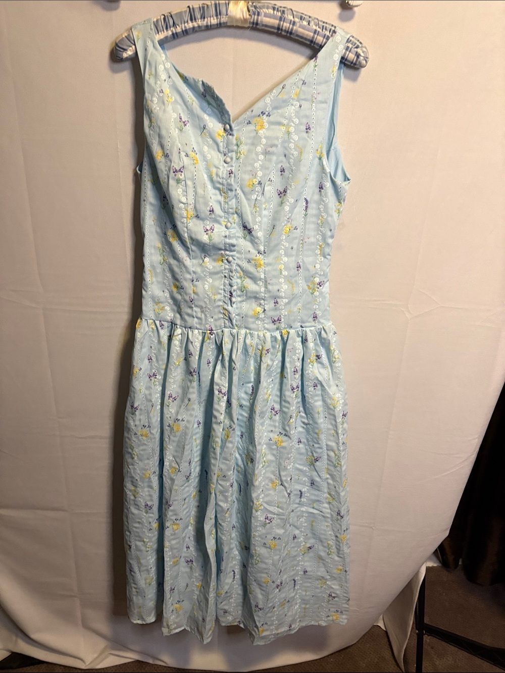 SHEIN Pale Blue Sleeveless Floral Midi Dress